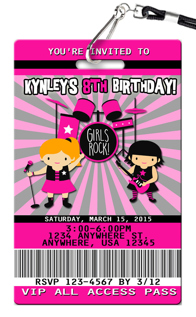 Rock Star Girl Birthday Invitation