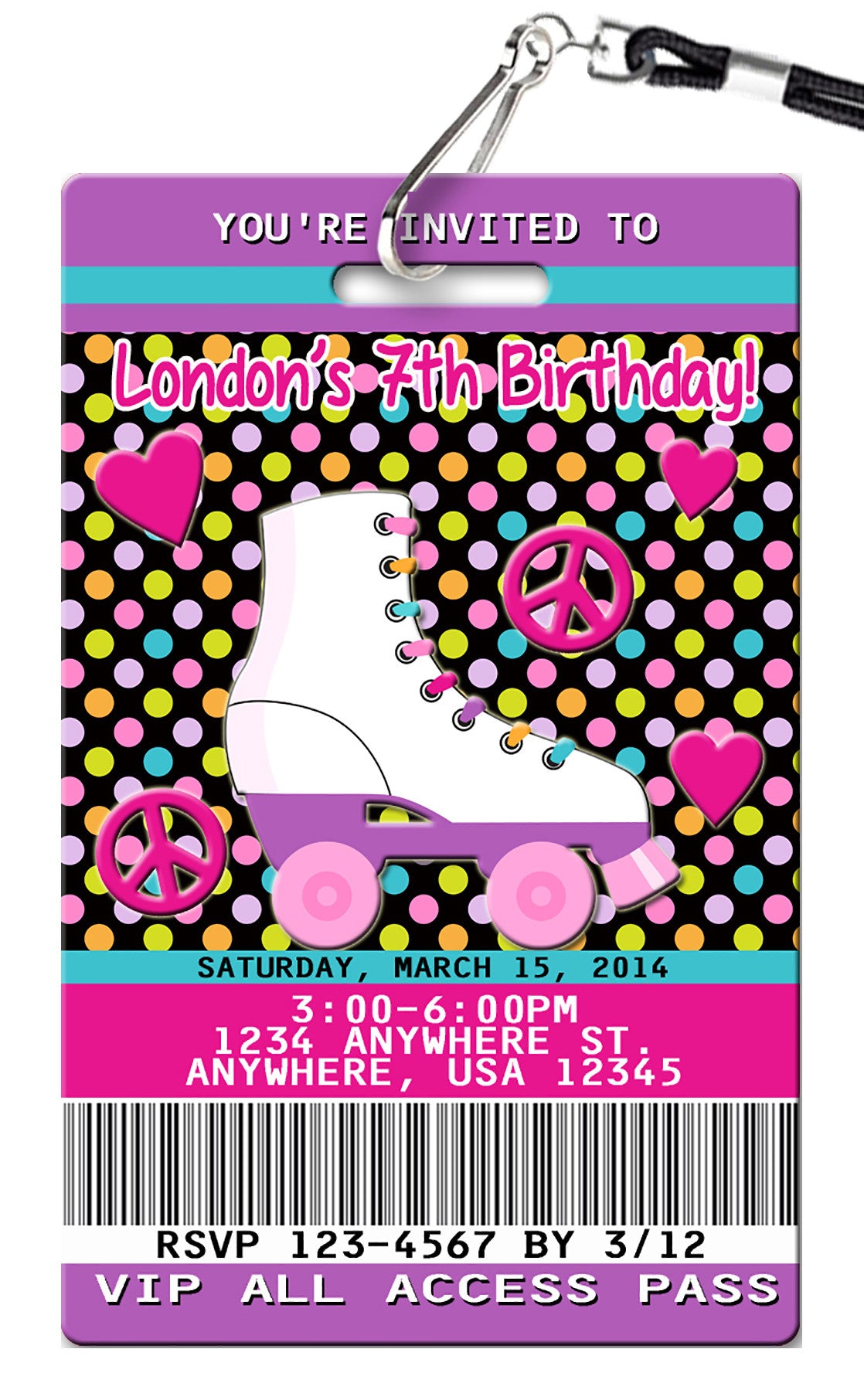 Roller Skate Birthday Invitation