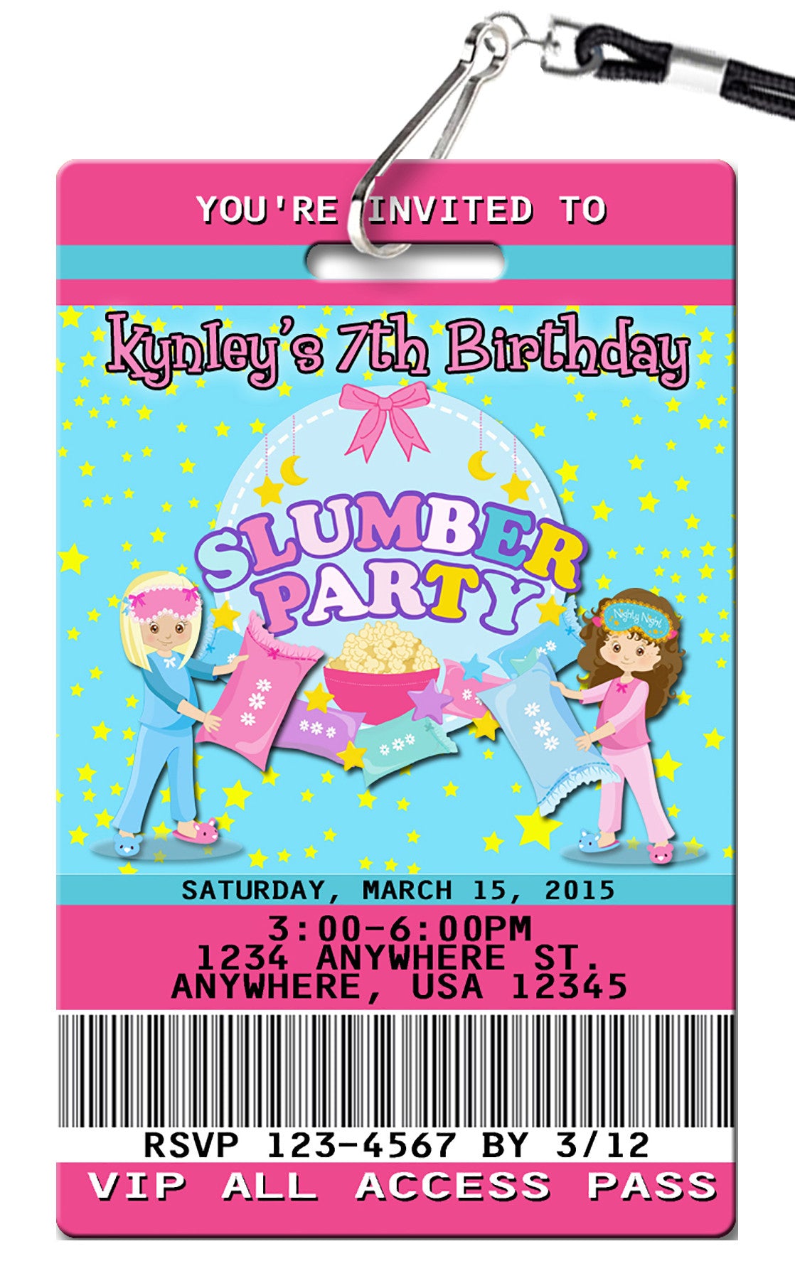 Sleepover Birthday Invitation