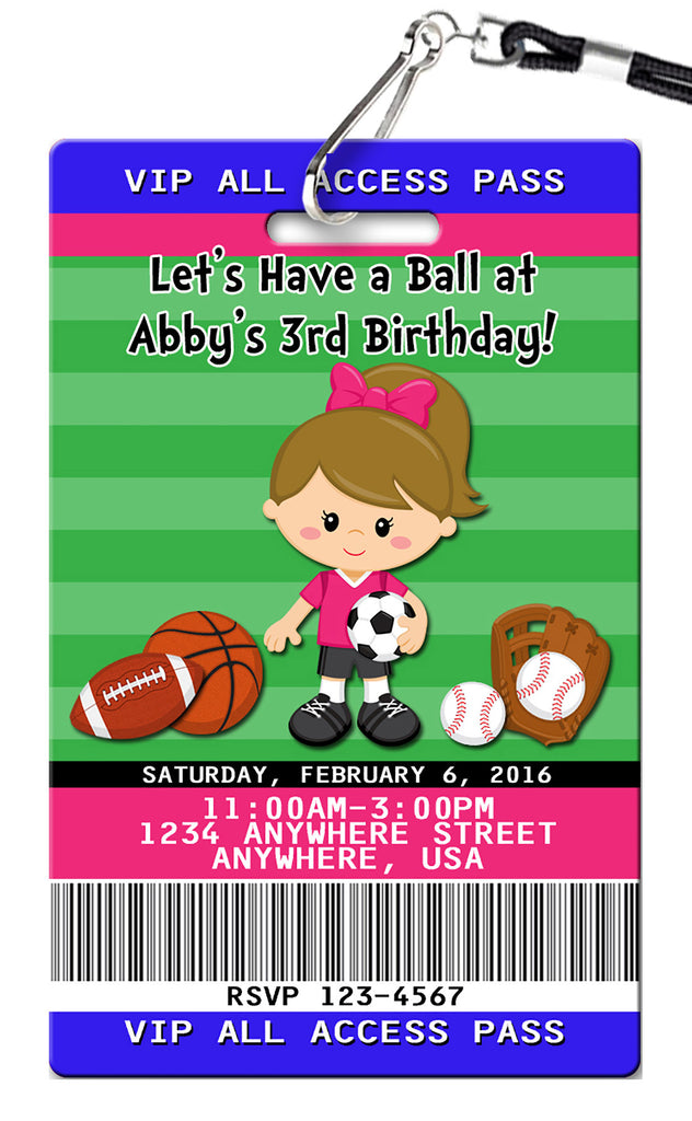 Sports Girl Birthday Invitation