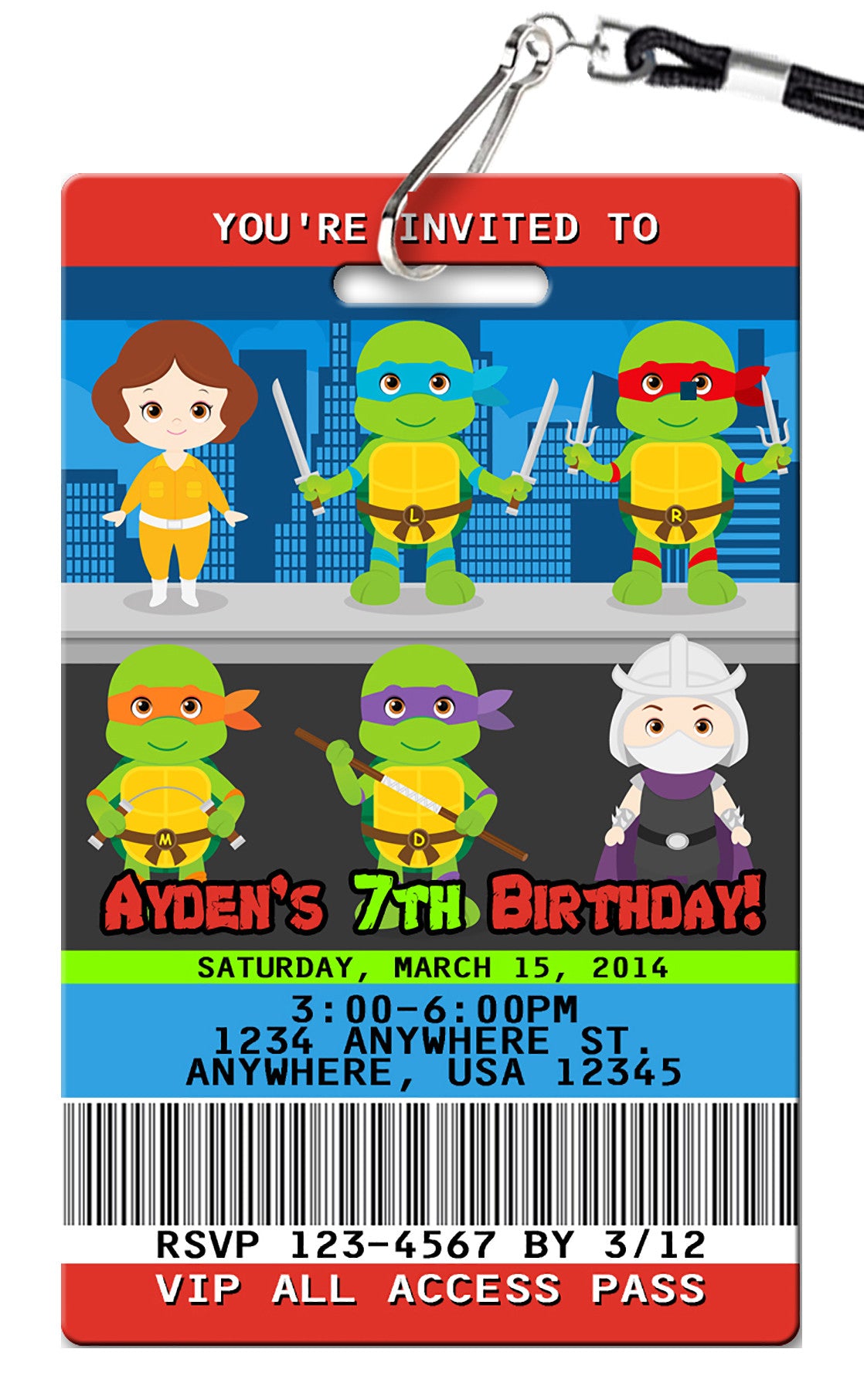 Teenage Mutant Ninja Turtles Birthday Invitations