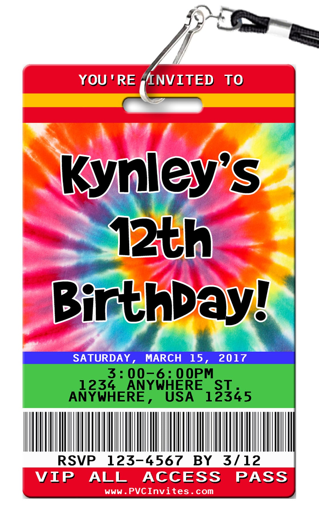 Tie Dye Birthday Invitation