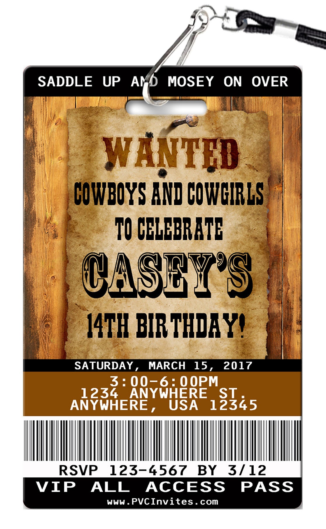 Wanted Poster Birthday Invitation, image size:1118x1812
