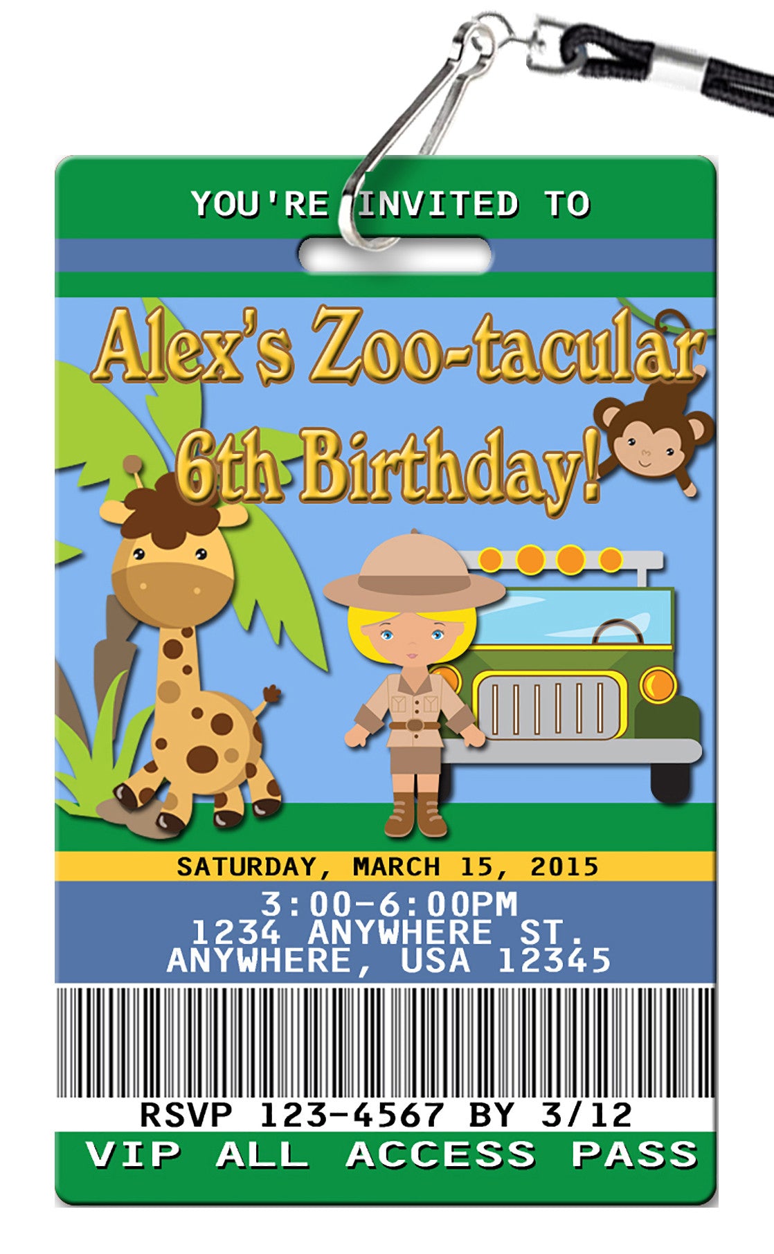 Zoo Girl Birthday Invitation